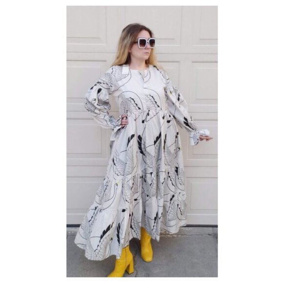 The Lulo Project Effortless Swan Print Tunic Maxi Dress - Picture 2 of 9